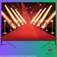 Award Ceremony Backdrop<br> With <br>Golden Spotlights & Stars
