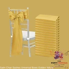 Elegant Golden Yellow Satin Chair Sashes Bow