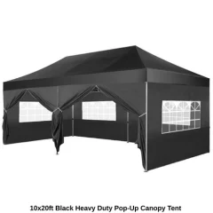 10x20 Pop Up Black Canopy